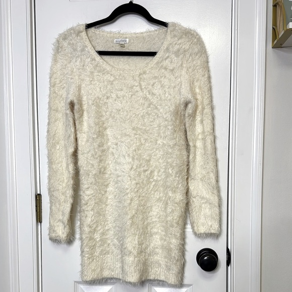 Charming Charlie Dresses & Skirts - Charming Charlie Cream Long Sleeve V-Neck Sweater Dress